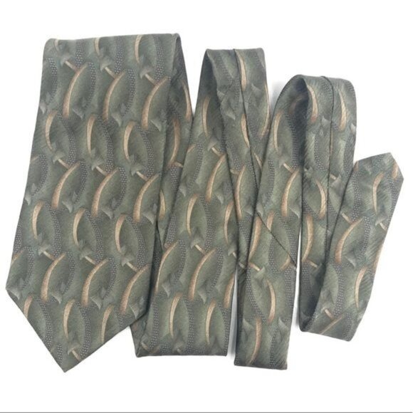 MACHADO George Machado Men's Silk Tie Green Print 58 in - Picture 3 of 7
